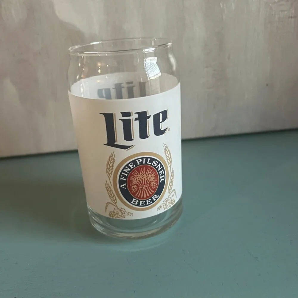 Vintage Miller Lite Can-shaped Pint Glass Beer Home Brewery Pilsner Ale